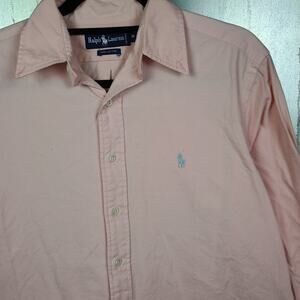 Polo Ralph Lauren Vintage Prep Pink Button Up Shirt Medium Ivy Casual Cotton 90s